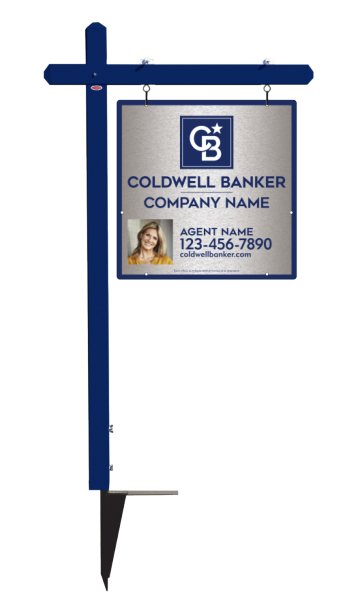 Sign Post and Agent Photo Sign Panel Unit, 24h x 24w, Brushed Aluminum Composite