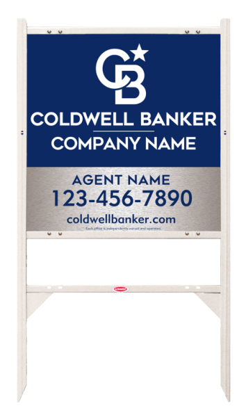 Angle Iron Frame w 2 Rider Inserts and Agent Sign Panel Unit, 24h x 24w, Brushed Aluminum Composite