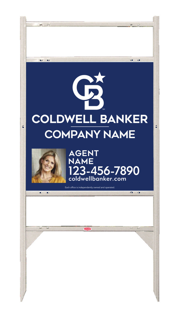 Angle Iron Frame w 2 Rider Inserts and Agent Photo Sign Panel Unit, 24h x 24w, .040 Aluminum