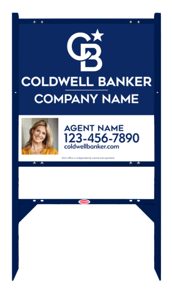 Angle Iron Frame w 2 Rider Inserts and Agent Photo Sign Panel Unit, 24h x 24w, Steel