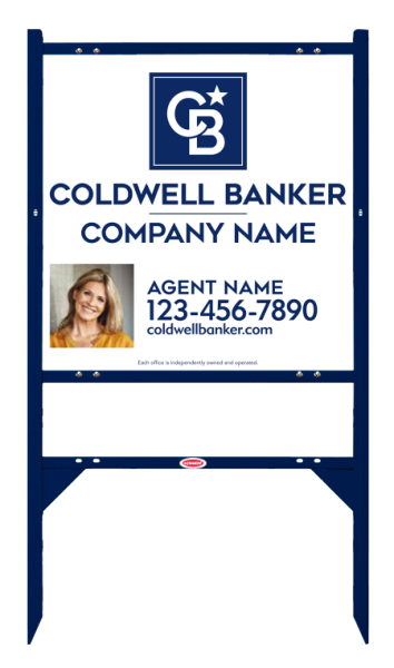 Angle Iron Frame w 2 Rider Inserts and Agent Photo Sign Panel Unit, 24h x 24w, 3MM Aluminum Composite