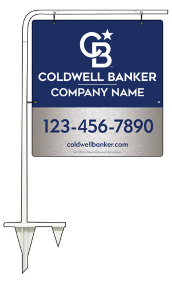 Tubular Stake and Office Sign Panel Unit, 25h x 24w, Brushed Aluminum Composite