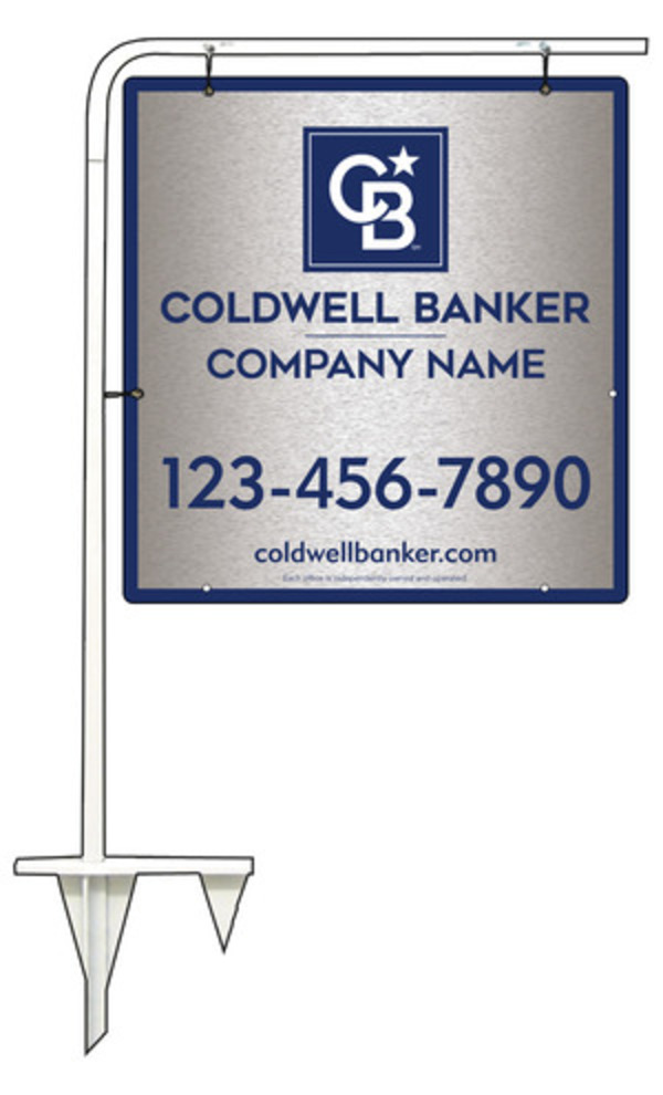 Tubular Stake and Office Sign Panel Unit, 25h x 24w, Brushed Aluminum Composite