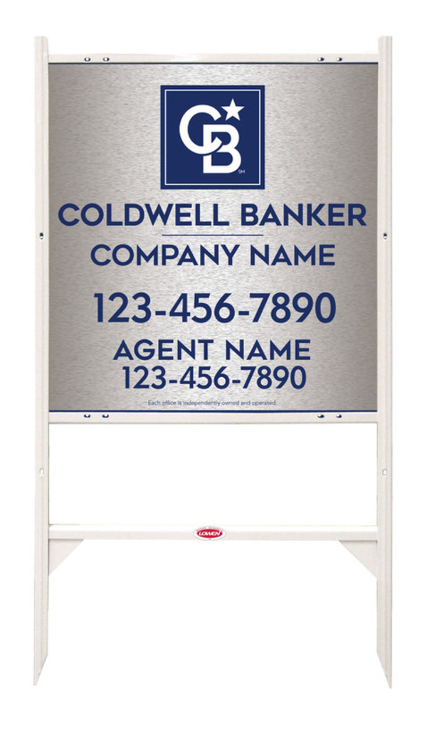 Angle Iron Frame and Agent Sign Panel Unit, 25h x 24w, Brushed Aluminum Composite