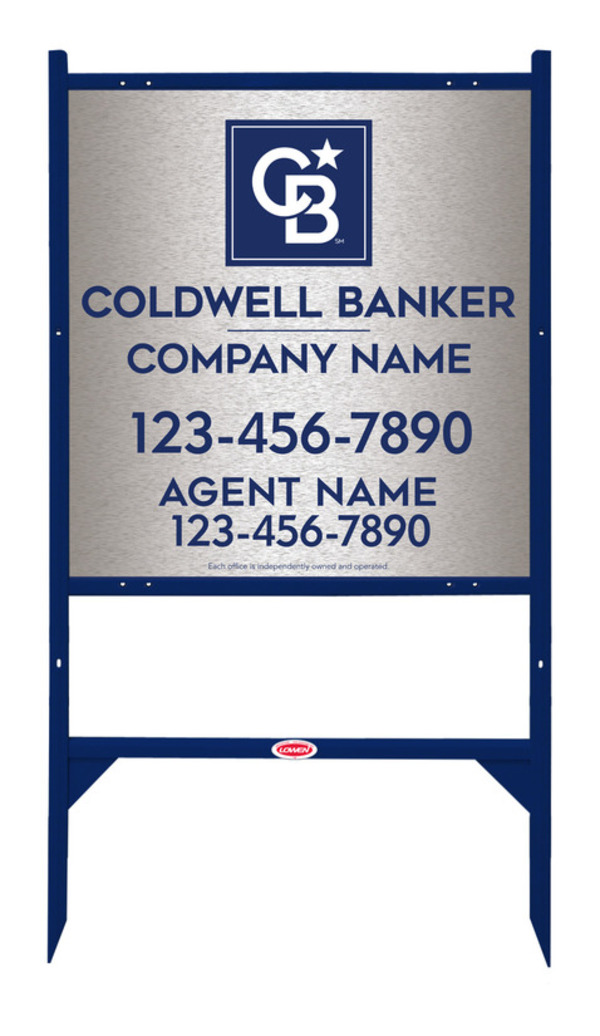 Angle Iron Frame and Agent Sign Panel Unit, 25h x 24w, Brushed Aluminum Composite