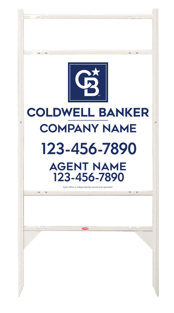 Angle Iron Frame w 2 Rider Inserts and Agent Sign Panel Unit, 25h x 24w, 3MM Aluminum Composite