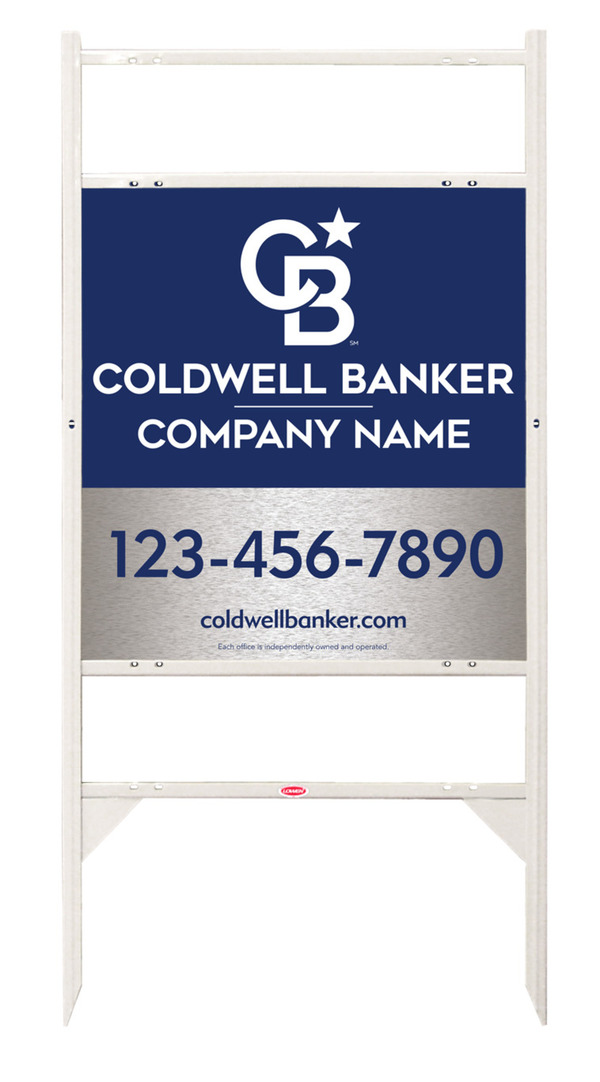 Angle Iron Frame w 2 Rider Inserts and Office Sign Panel Unit, 25h x 24w, Brushed Aluminum Composite