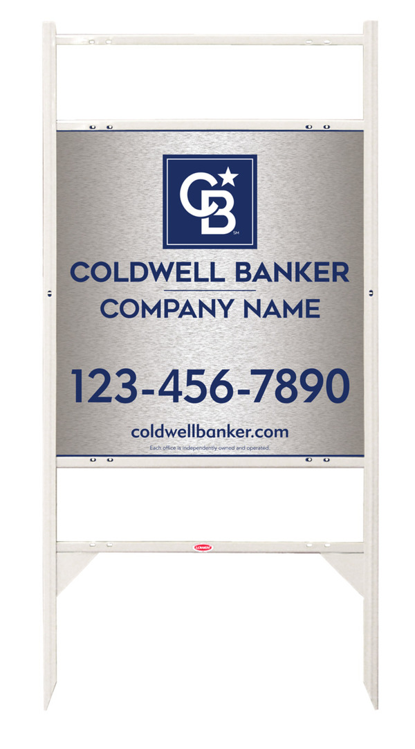 Angle Iron Frame w 2 Rider Inserts and Office Sign Panel Unit, 25h x 24w, Brushed Aluminum Composite