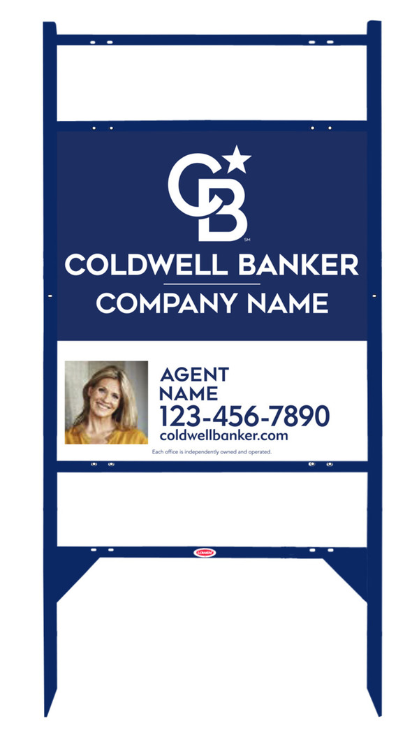 Angle Iron Frame w 2 Rider Inserts and Agent Photo Sign Panel Unit, 25h x 24w, 3MM Aluminum Composite