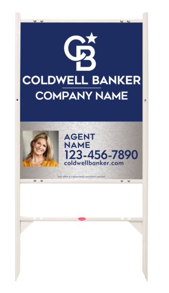 Angle Iron Frame and Agent Photo Sign Panel Unit, 30h x 24w, Brushed Aluminum Composite