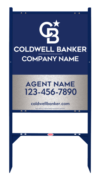 Angle Iron Frame and Agent Sign Panel Unit, 30h x 24w, Brushed Aluminum Composite