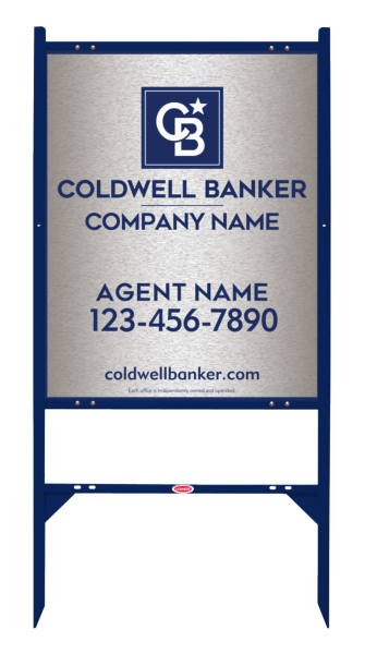 Angle Iron Frame and Agent Sign Panel Unit, 30h x 24w, Brushed Aluminum Composite