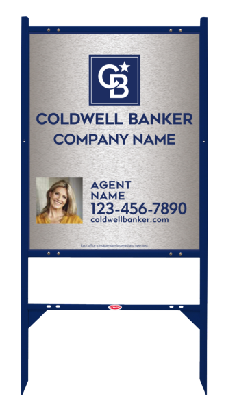 Angle Iron Frame and Agent Photo Sign Panel Unit, 30h x 24w, Brushed Aluminum Composite