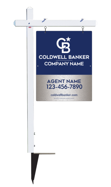 Sign Post and Agent Sign Panel Unit, 30h x 24w, Brushed Aluminum Composite