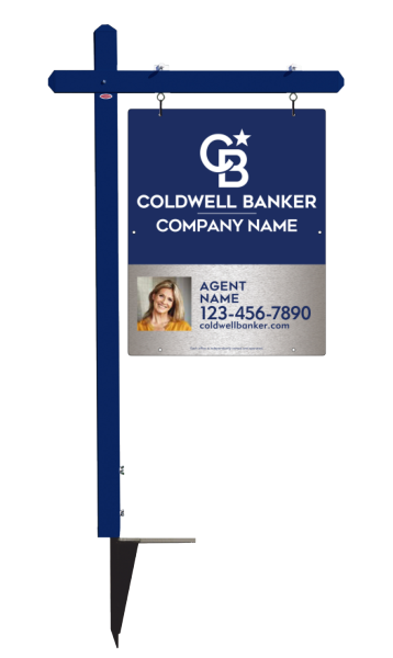 Sign Post and Agent Photo Sign Panel Unit, 30h x 24w, Brushed Aluminum Composite
