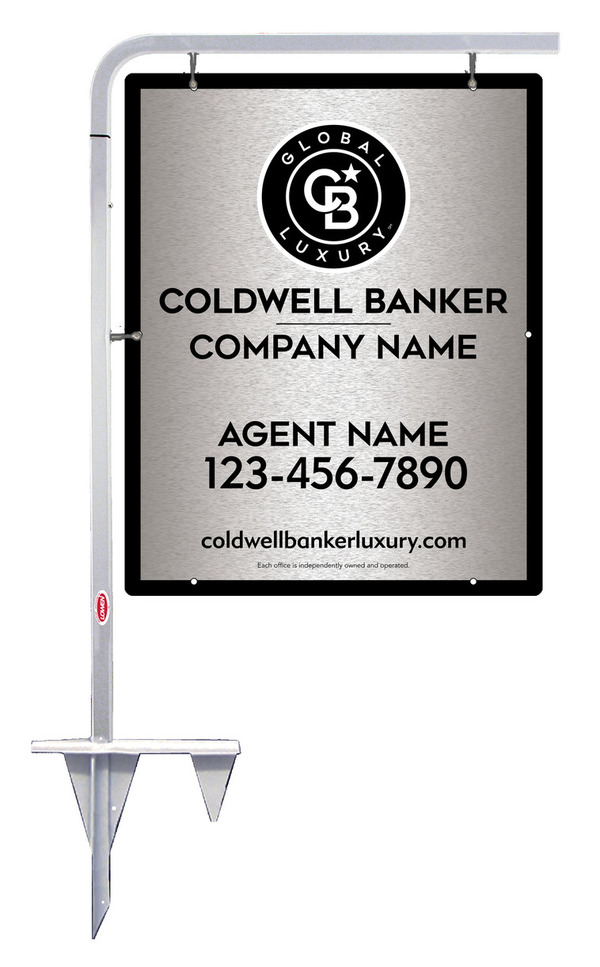Tubular Stake and Agent Sign Panel Unit, 30h x 24w, Brushed Aluminum Composite
