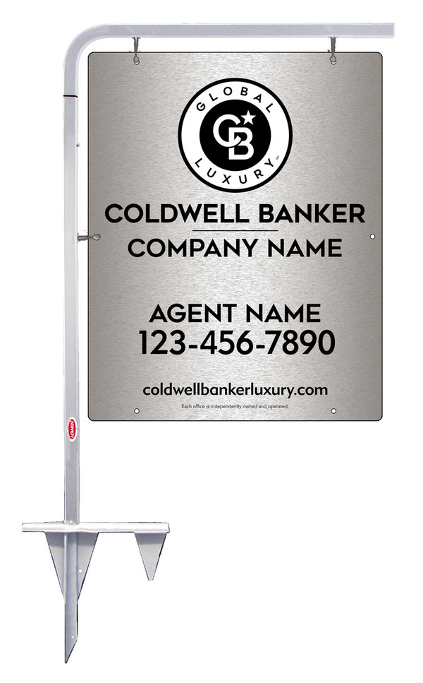 Tubular Stake and Agent Sign Panel Unit, 30h x 24w, Brushed Aluminum Composite