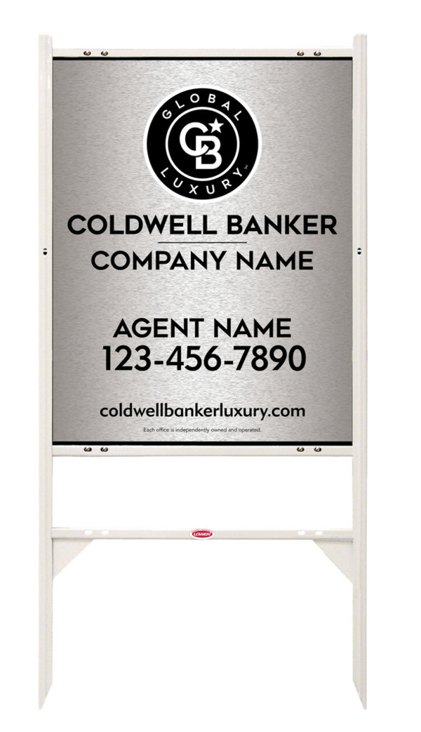 Angle Iron Frame and Agent Sign Panel Unit, 30h x 24w, Brushed Aluminum Composite