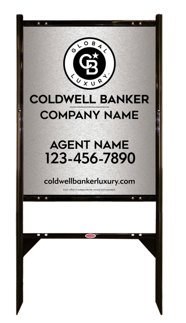 Angle Iron Frame and Agent Sign Panel Unit, 30h x 24w, Brushed Aluminum Composite
