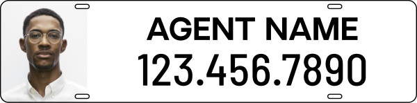Agent Name w Photo Sign Rider, 6h x 24w, Steel