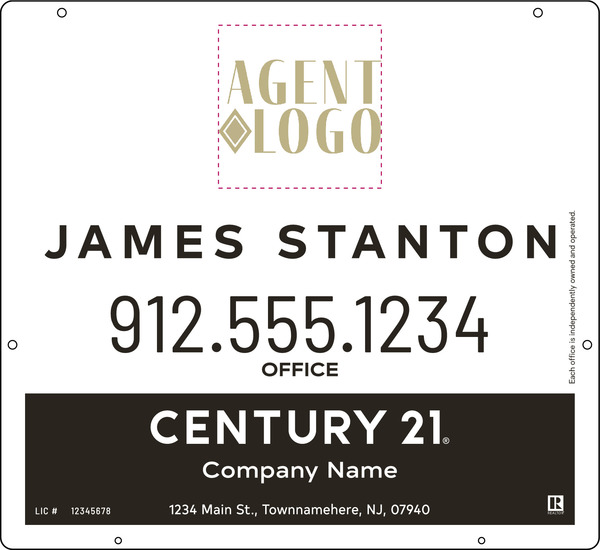 Hanging Agent Logo Centric Sign Panel, 22h x 24w, 3mm Aluminum Composite