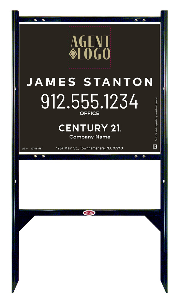 Angle Iron Frame and Agent Logo Centric Sign Panel Unit, 22h x 24w