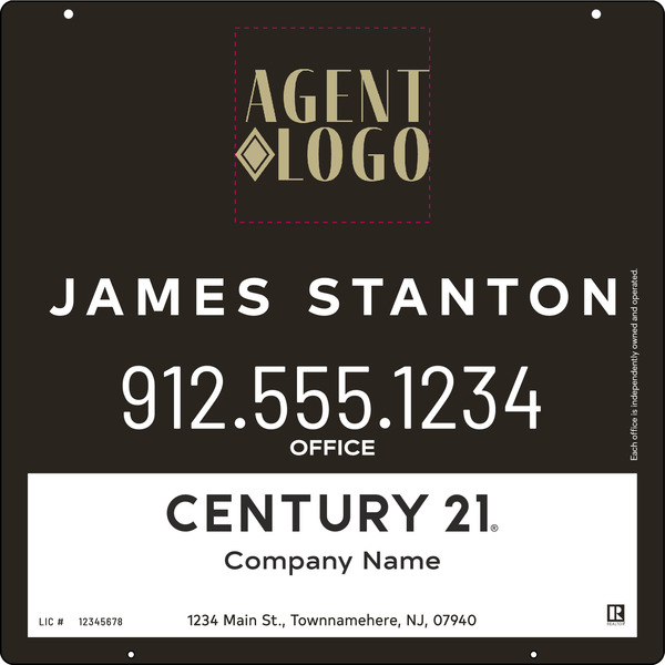 Hanging Agent Logo Centric Sign Panel, 24h x 24w, 3mm Aluminum Composite