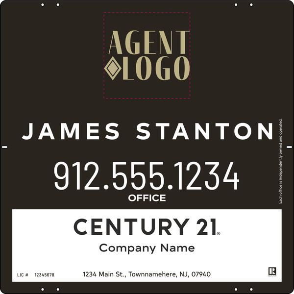 Agent Logo Centric Sign Panel, 24h x 24w, .040 Aluminum