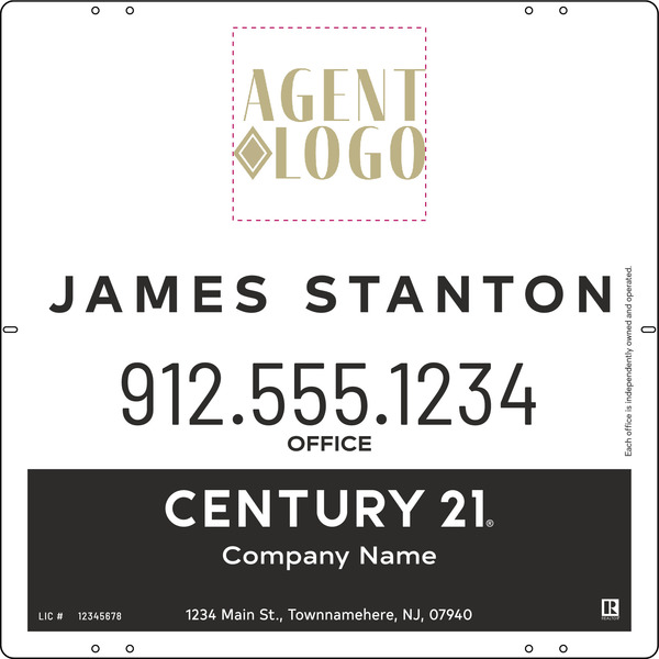 Agent Logo Centric Sign Panel, 24h x 24w, 3mm Aluminum Composite