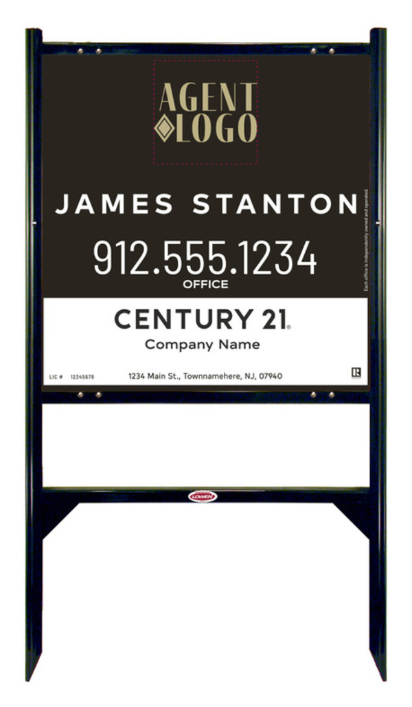 Angle Iron Frame and Agent Logo Centric Sign Panel Unit, 24h x 24w, .040 Aluminum