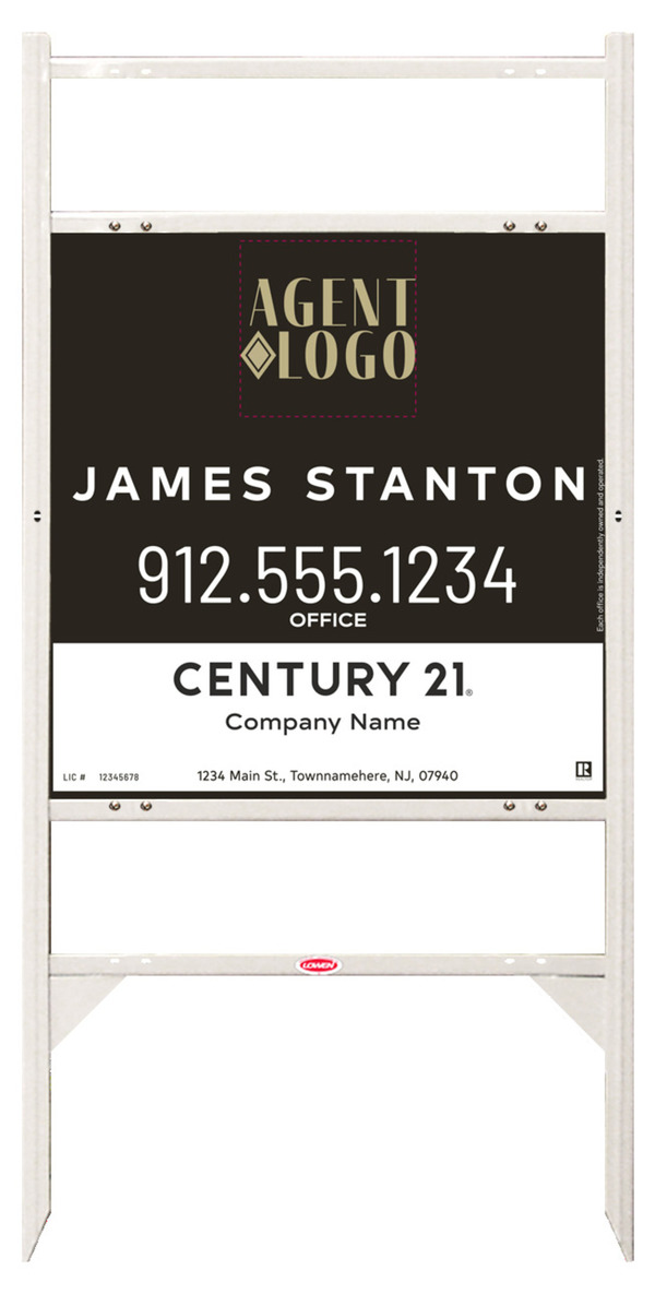 Angle Iron Frame with Two Rider Inserts and Agent Logo Centric Sign Panel Unit, 24h x 24w