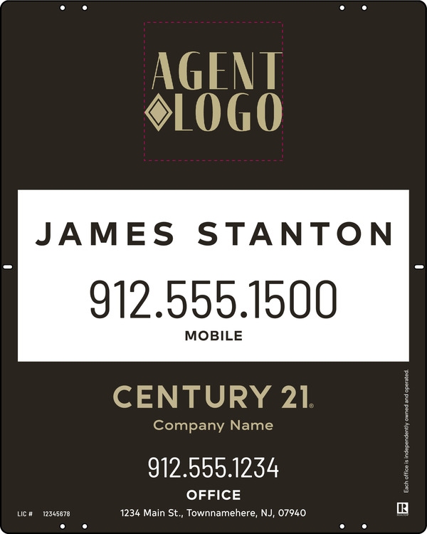 Agent Logo Centric Sign Panel, 30h x 24w, 3mm Aluminum Composite