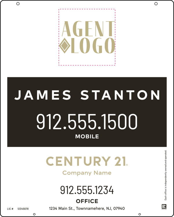 Hanging Agent Logo Centric Sign Panel, 30h x 24w, 3mm Aluminum Composite