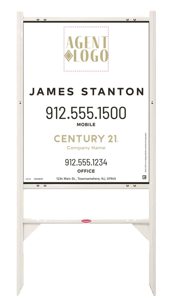 Angle Iron Frame and Agent Logo Centric Sign Panel Unit, 30h x 24w