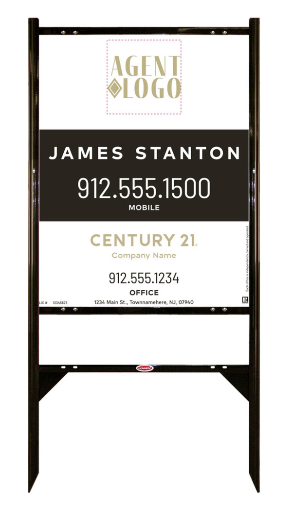 Angle Iron Frame and Agent Logo Centric Sign Panel Unit, 30h x 24w