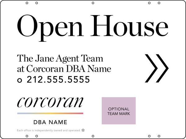 Directional Team Name Open House w Team Logo Sign Panel, 18h x 24w, Steel