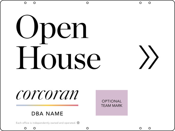 Directional Office Open House w Team Logo Sign Panel, 18h x 24w, Steel
