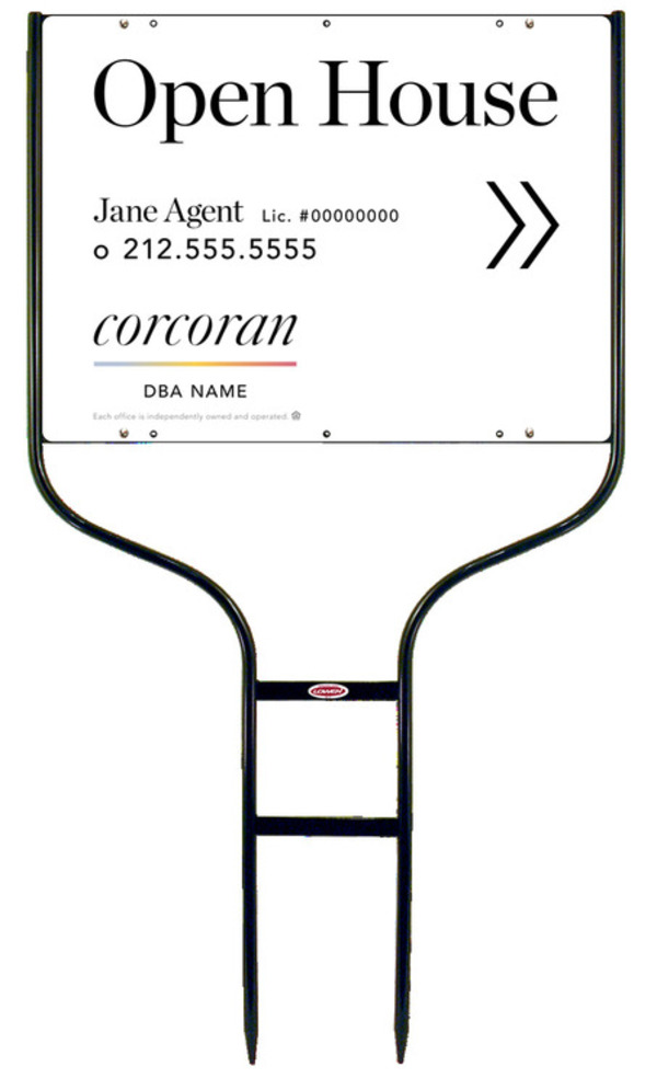 Directional Round Rod Frame and Agent Open House Sign Panel Unit, 18h x 24w,Steel