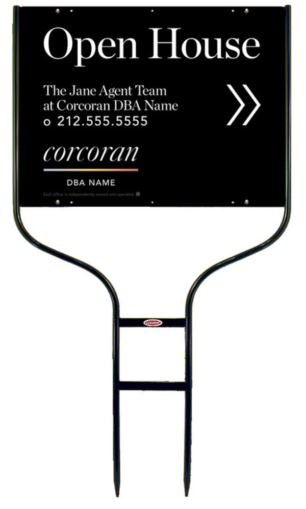 Directional Round Rod Frame and Team Name Open House Sign Panel Unit, 18h x 24w,Steel