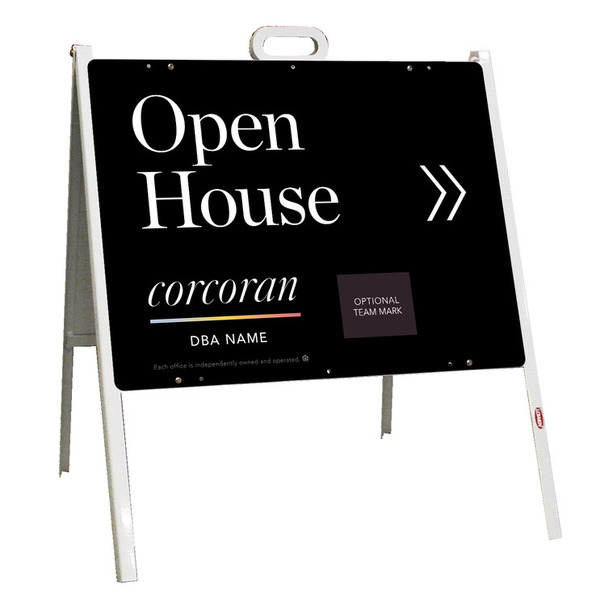 Directional Office Open House w Team Logo  A-Frame and Sign Panel Unit, 18h x 24w, Steel