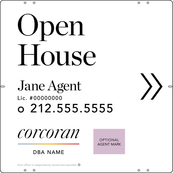 Directional Agent Open House w Logo Sign Panel, 24h x 24w, Steel