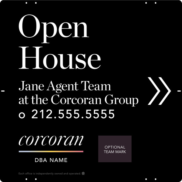 Directional Team Name Open House w Team Logo Sign Panel, 24h x 24w, Steel