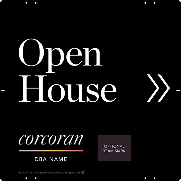 Directional Office Open House w Team Logo Sign Panel, 24h x 24w, Steel