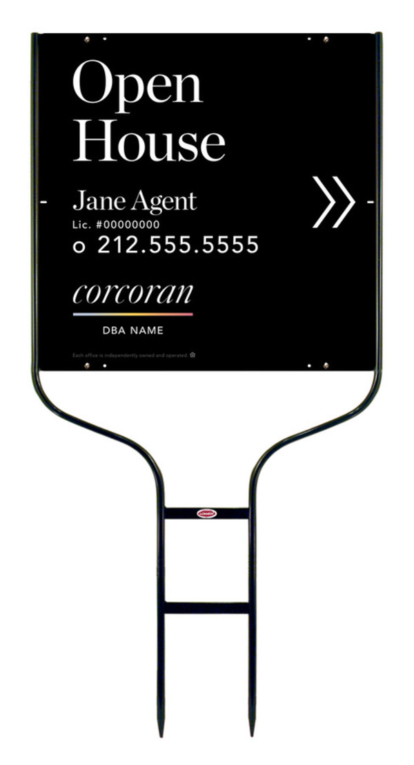 Directional Round Rod Frame and Agent Open House Sign Panel Unit, 24h x 24w,Steel