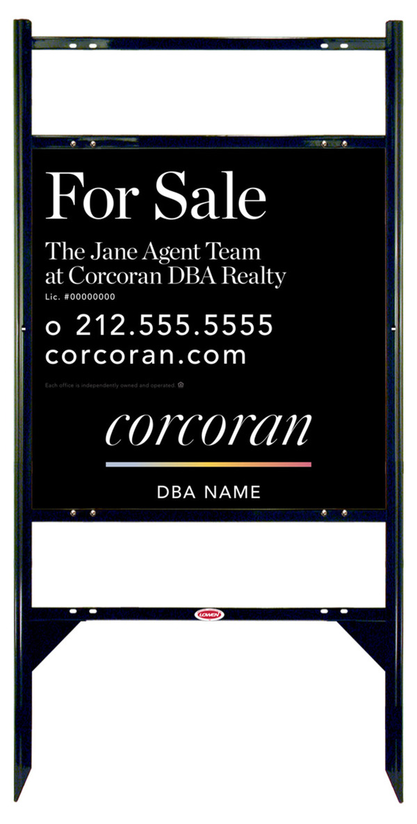 Angle Iron Frame w 2 Rider Inserts and Agent Team Name Sign Panel Unit, 24h x 24w, Steel