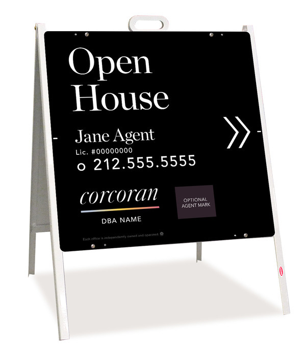 Directional Agent Open House w Logo A-Frame and Sign Panel Unit, 24h x 24w, Steel