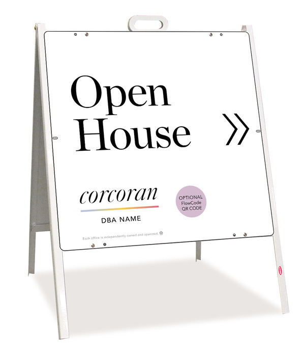 Directional Office Open House w QR Flowcode  A-Frame and Sign Panel Unit, 24h x 24w, Steel