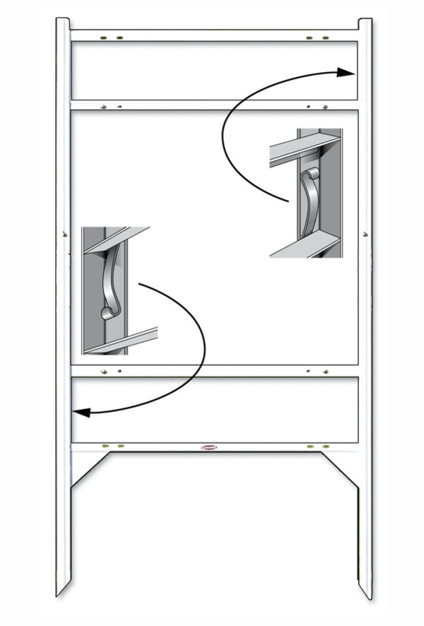 Angle Iron Sign Frame with Two Rider Inserts, 22h x 24w, White