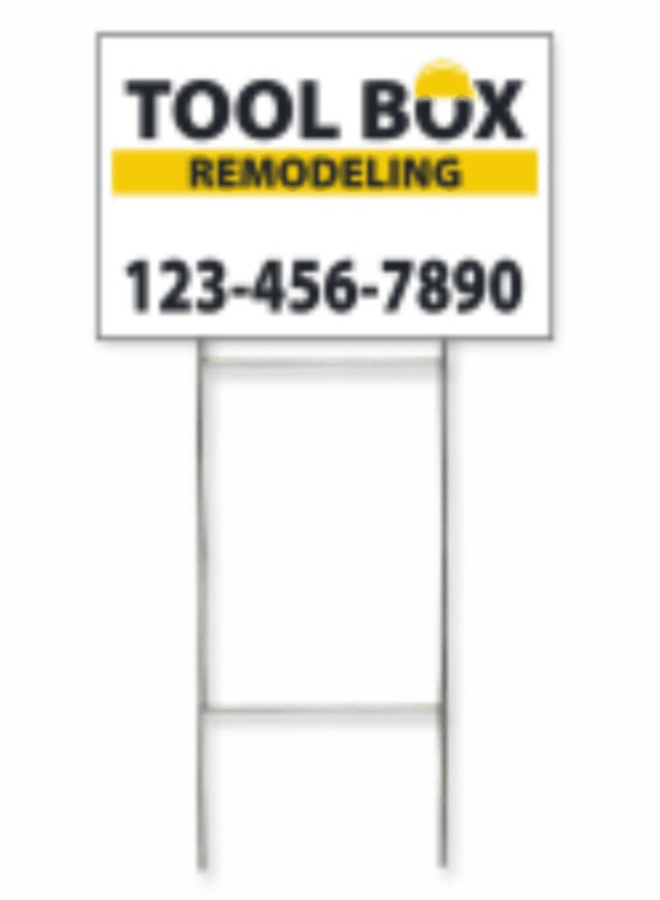 Site sign S1 wire h frame stake and panel unit, 4mm corrugated plastic, double face, 12h x 18w