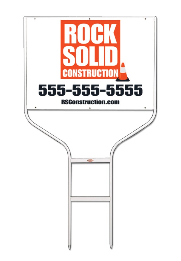 Round Rod Frame and Panel Sign Unit, 18h x 24w, White